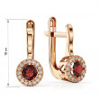 Gold earrings with garnet and cubic zirkonia. Article 444767  - Photo 2
