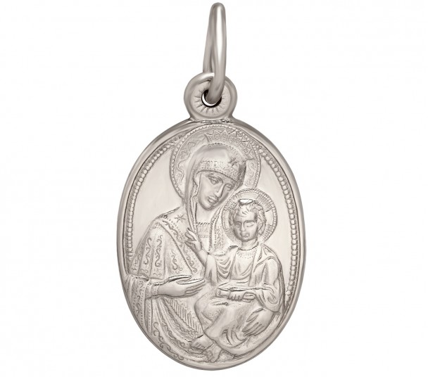 Серебряная ладанка "Иверская икона Божией Матери". Артикул 100118С  - Фото 1