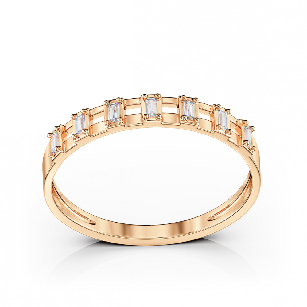 Gold ring with cubic zirconia inserts. Article 380572  size 17 - Photo 2
