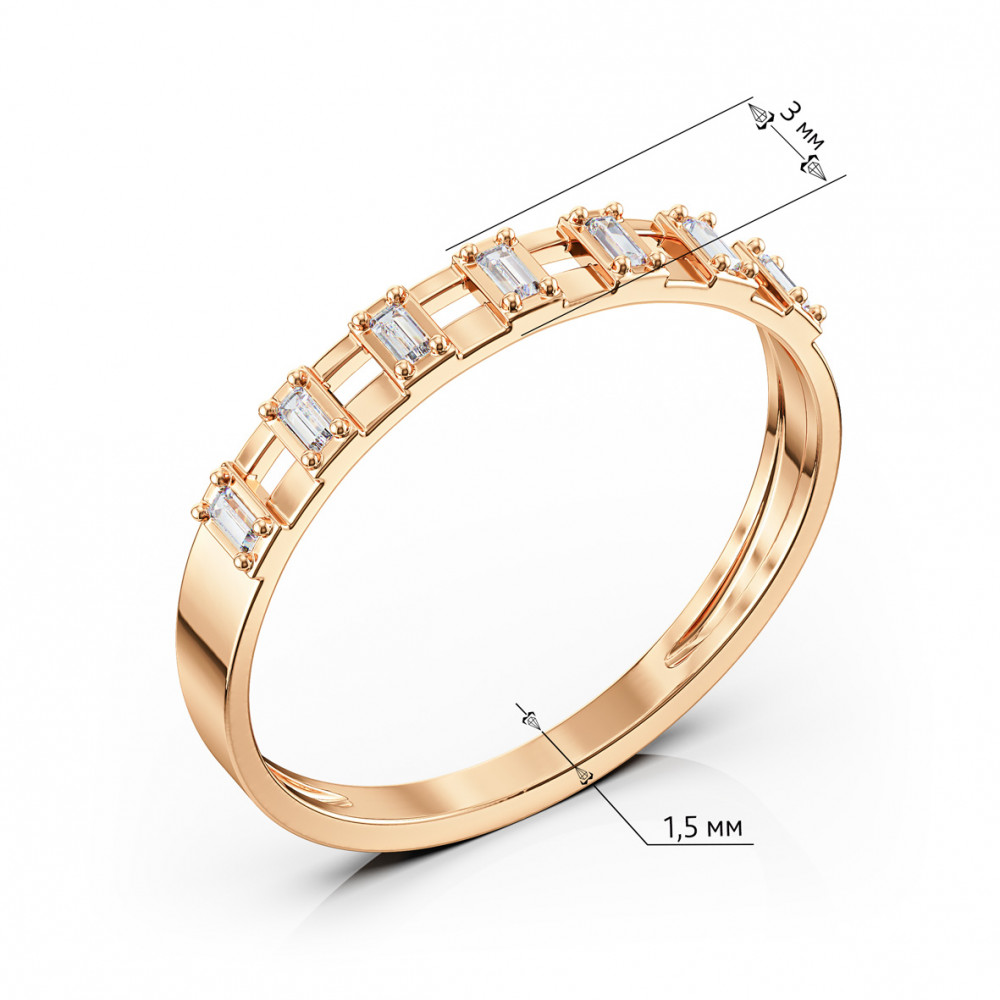 Gold ring with cubic zirconia inserts. Article 380572  size 17 - Photo 3