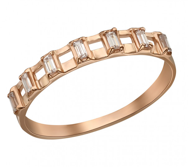 Золотое кольцо с жемчугом и фианитами. Артикул 380198 - Фото  1