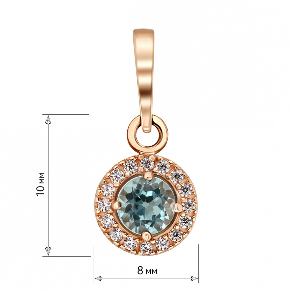 Gold pendant with blue topaz and cubic zirkonia. Article 181123  - Photo 2