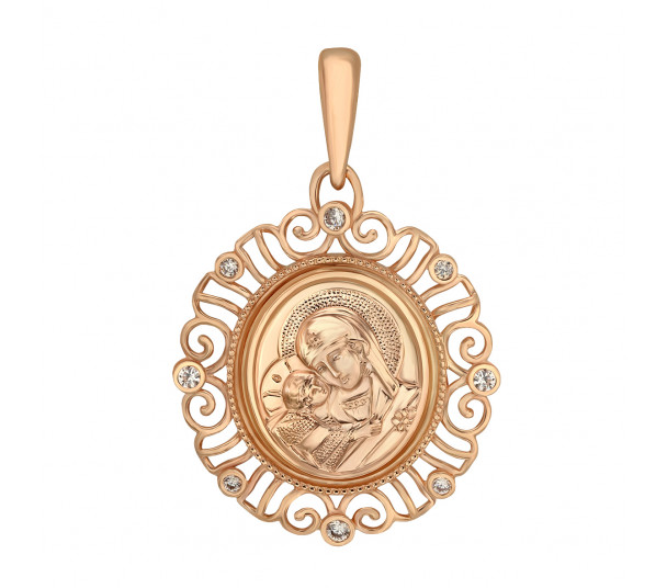 Золотая ладанка Покров Пресвятой Богородицы, с фианитами. Артикул 160366 - Фото  1