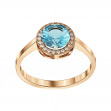 Gold ring with blue topaz and cubic zirkonia. Article 361667  size 17.5 - Photo 2