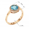 Gold ring with blue topaz and cubic zirkonia. Article 361667  size 17.5 - Photo 3