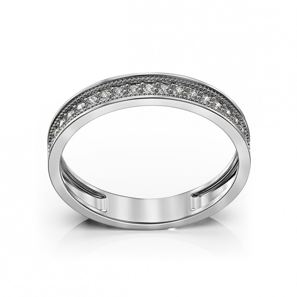 Каблучка в білому золоті з фіанітами. Артикул 380536В  розмір 16 - Фото 2