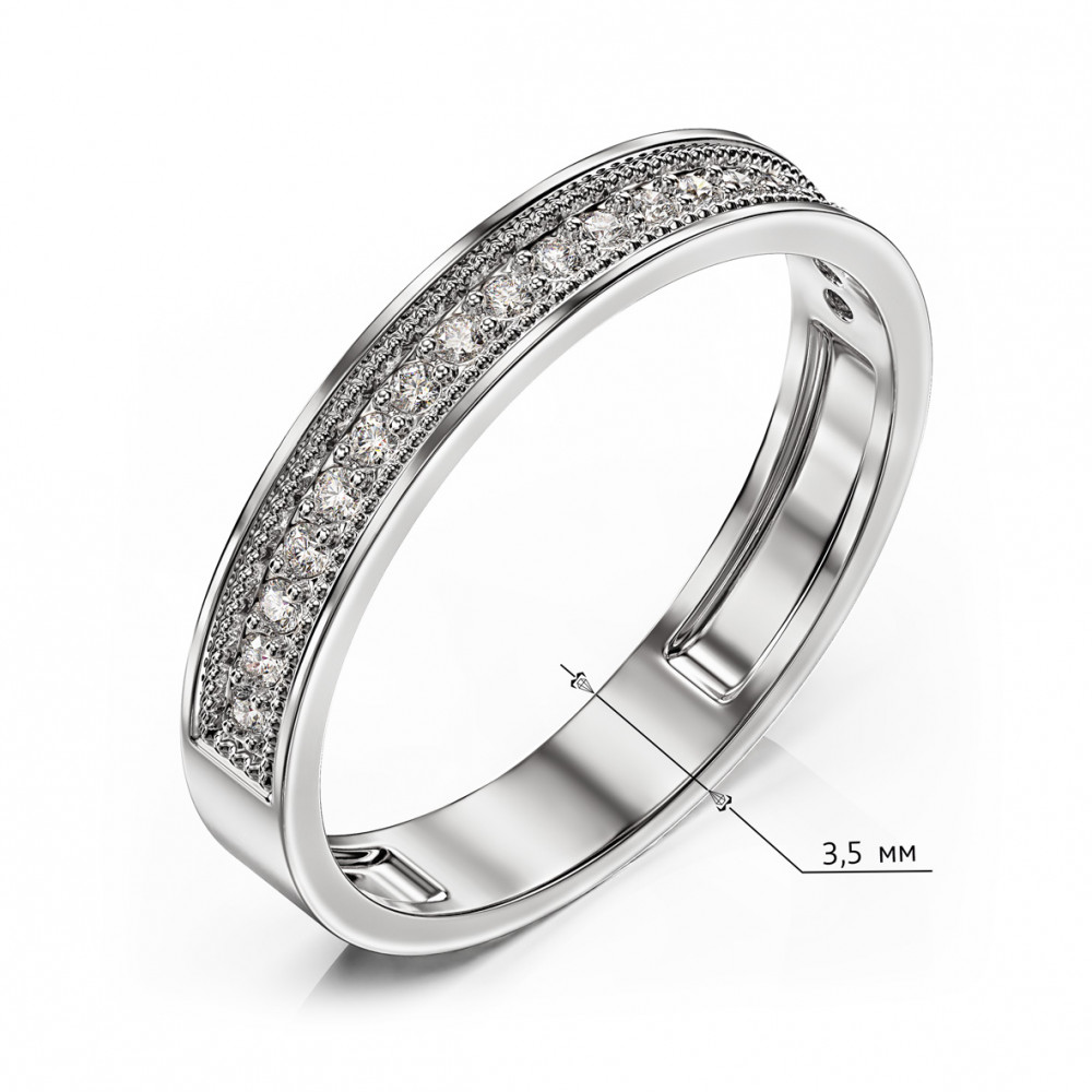 Каблучка в білому золоті з фіанітами. Артикул 380536В  розмір 16 - Фото 3