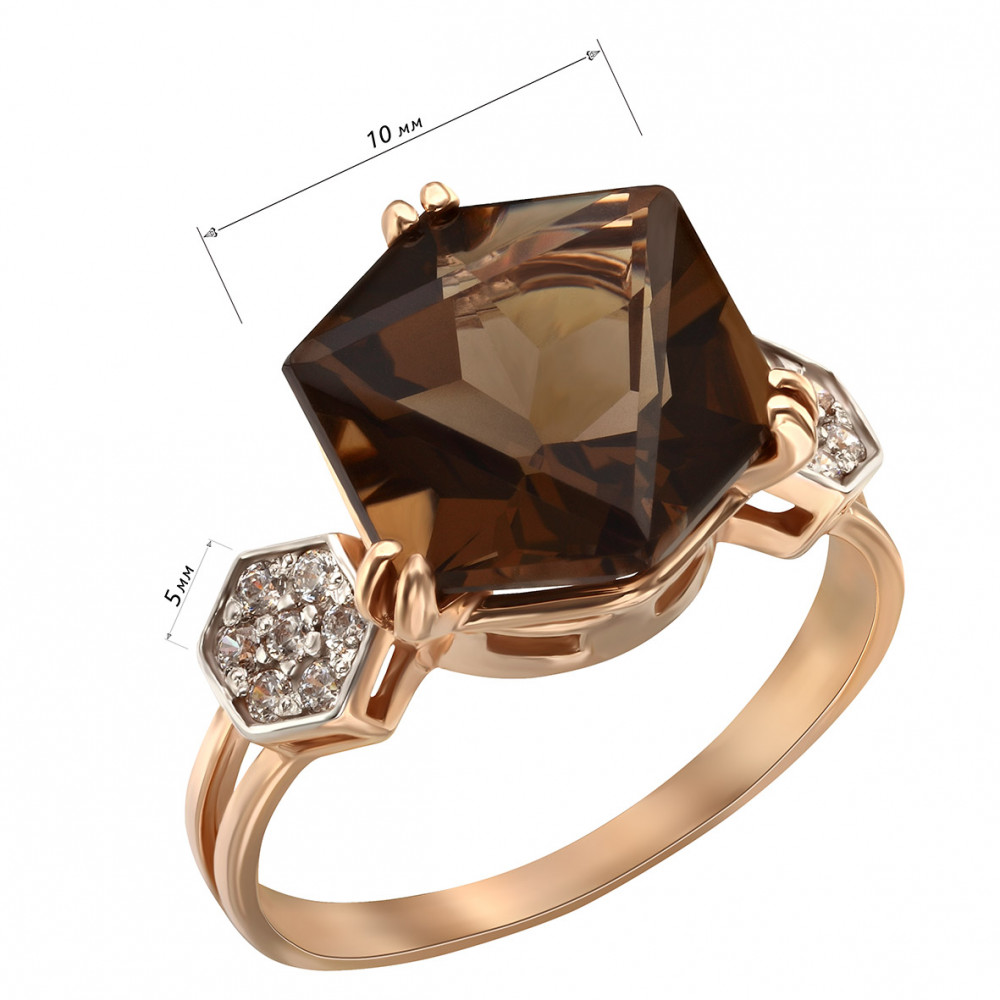Золотое кольцо с кварцем и фианитами. Артикул 368679  размер 16.5 - Фото 2