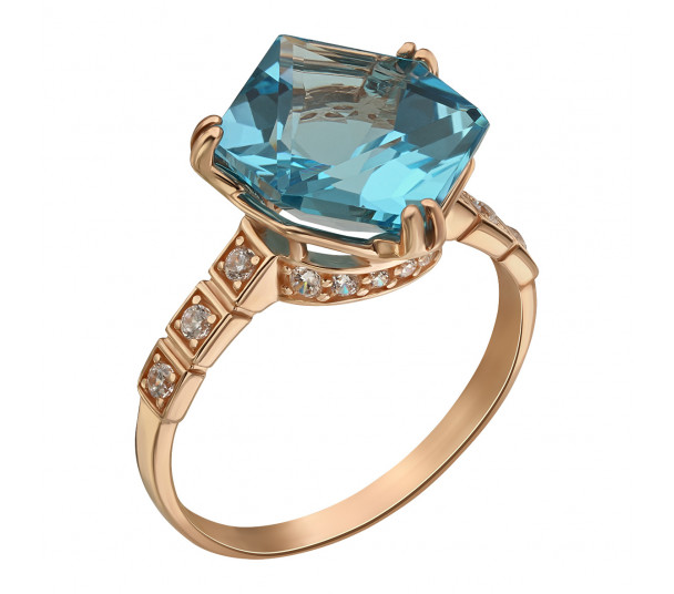Золотые кольца с голубым топазом - Фото  20