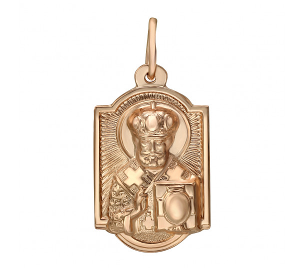 Золотая ладанка "Святой Николай Чудотворец". Артикул 110622  - Фото 1