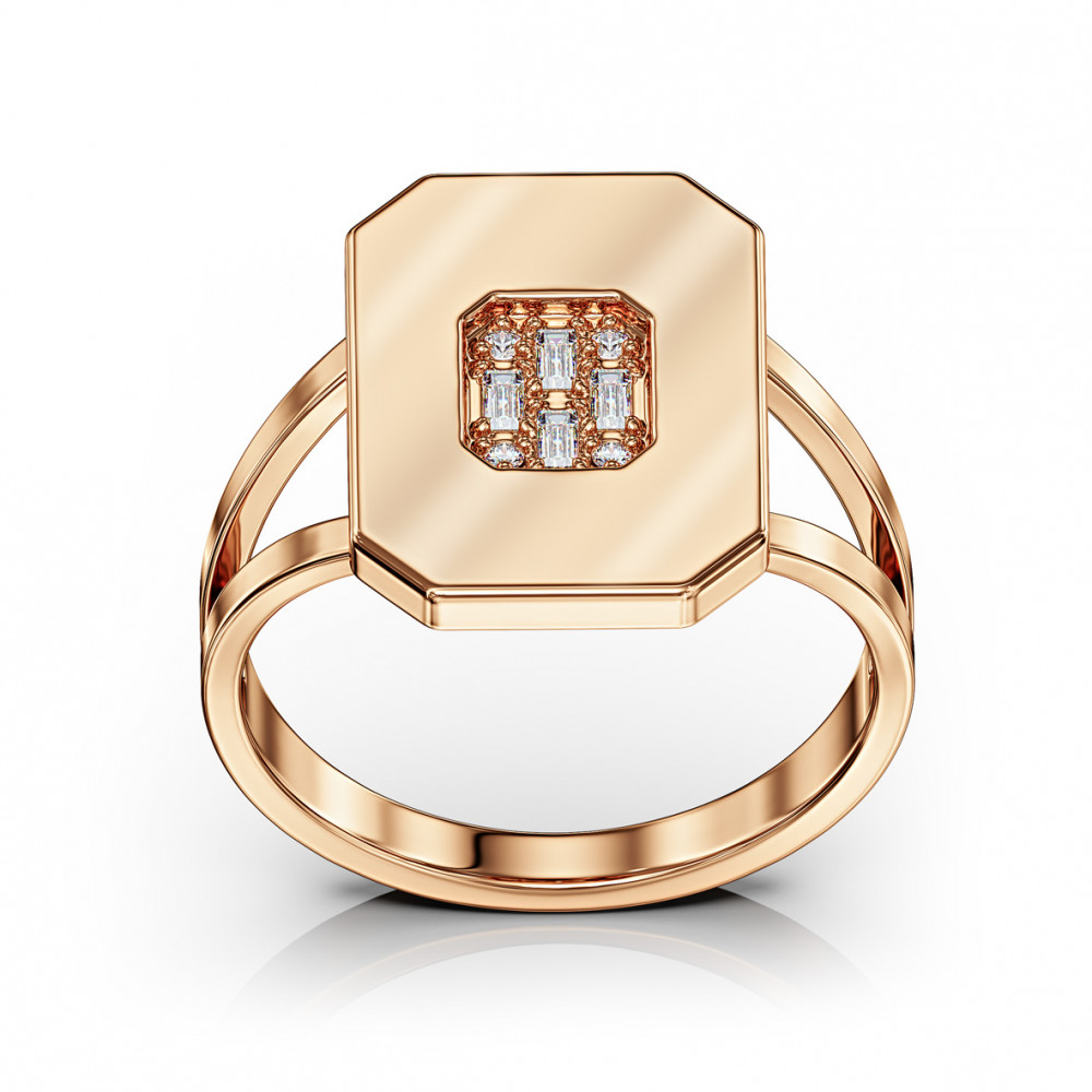 Gold ring with cubic zirkonia. Article 380612  size 17.5 - Photo 2