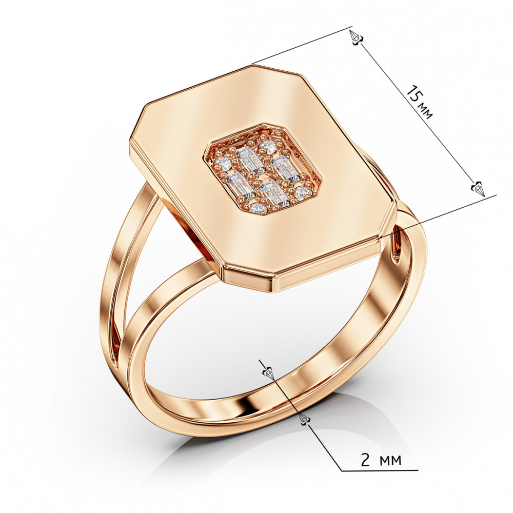 Gold ring with cubic zirkonia. Article 380612  size 17.5 - Photo 3