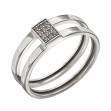 Двойное кольцо в белом золоте с бриллиантами. Артикул 740370В  размер 16 - Фото 3