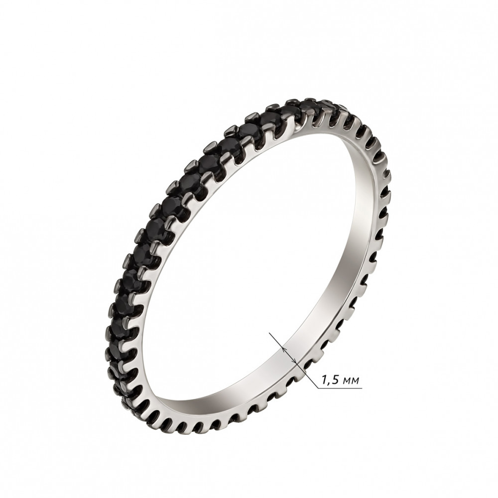 Срібний перстень з фіанітамі. Артикул 380391С  розмір 14 - Фото 2