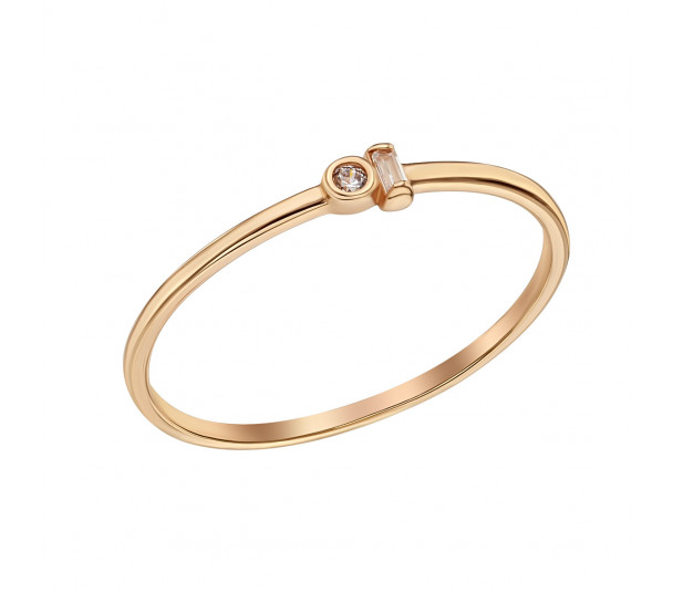 Золотое кольцо с жемчугом и фианитами. Артикул 330980 - Фото  1