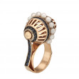 Золотое кольцо с сапфирами и жемчугом. Артикул 372631  размер 17.5 - Фото 2