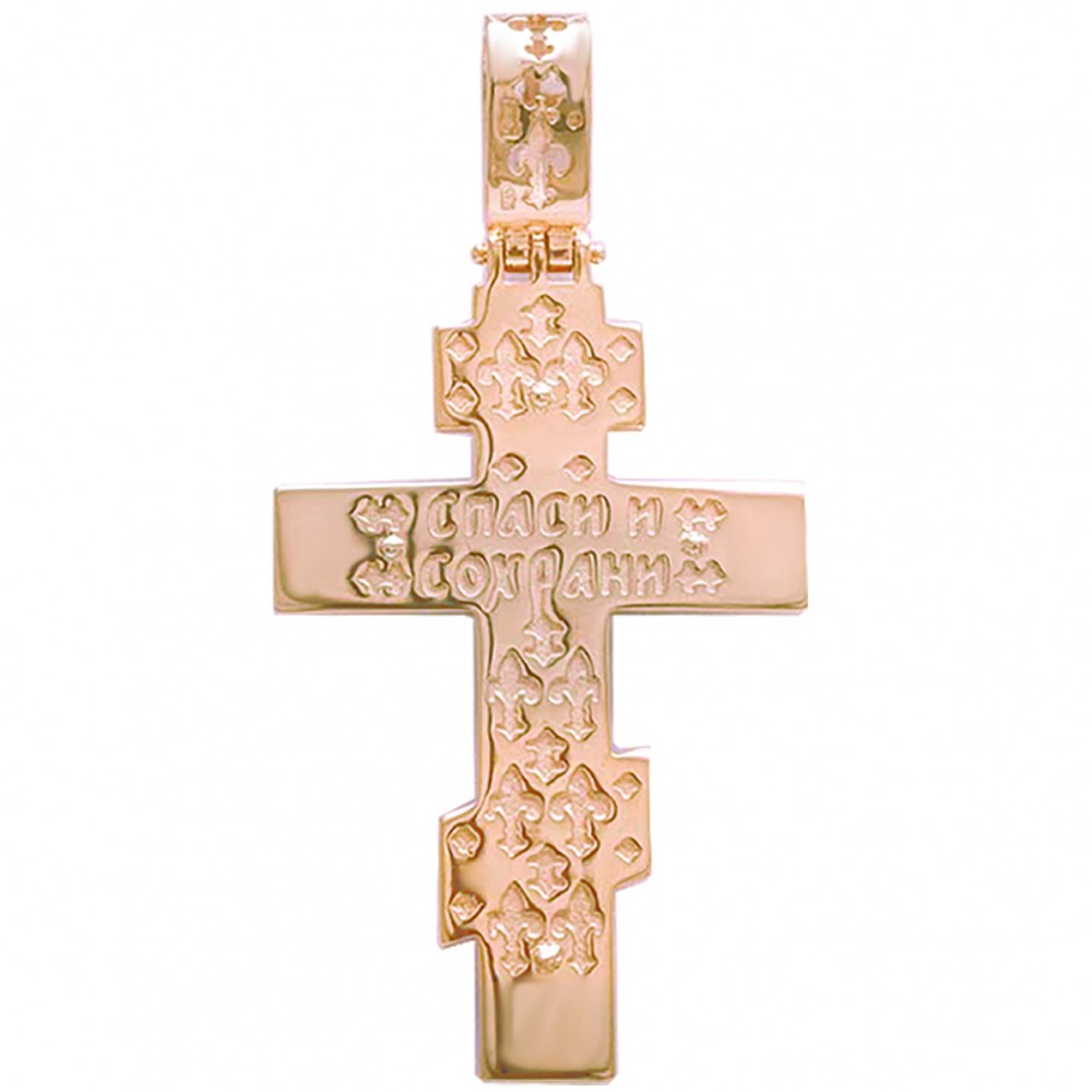 Золотой крестик с фианитами и эмалью. Артикул 270081Е  - Фото 2