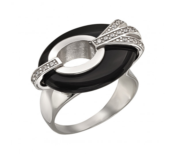 Серебряное кольцо с фианитами. Артикул 330958С - Фото  1
