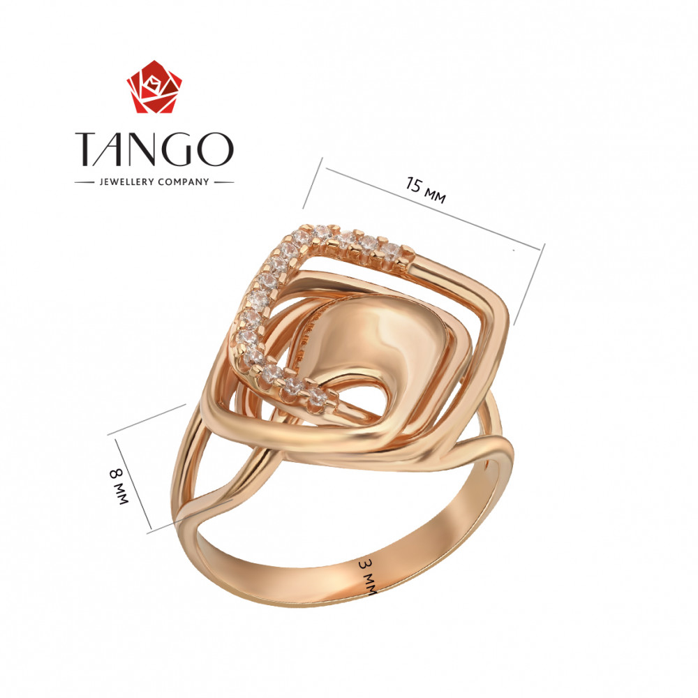 Золотое кольцо с фианитами. Артикул 380389  размер 17 - Фото 2