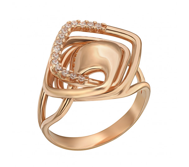 Золотое кольцо с жемчугом и фианитами. Артикул 380208 - Фото  1