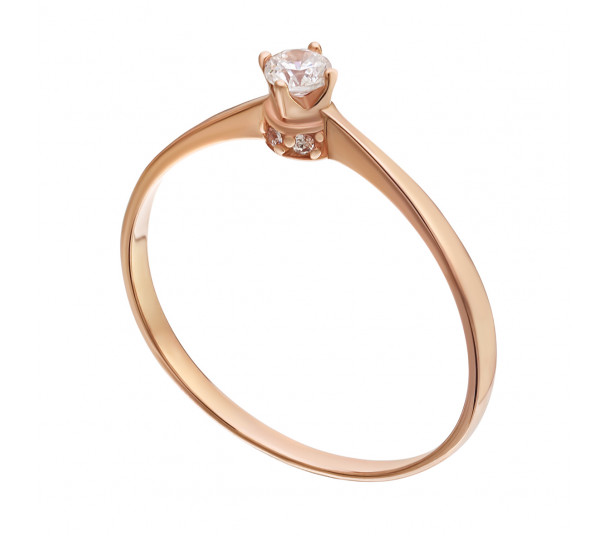Золотое кольцо с фианитом. Артикул 380140  размер 18.5 - Фото 1