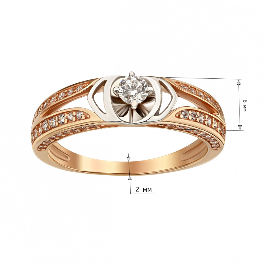 Золотое кольцо с фианитами. Артикул 350091  размер 16 - Фото 2
