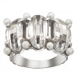 Серебряное кольцо с фианитами и имитацией жемчуга. Артикул 330828С  размер 16 - Фото 2