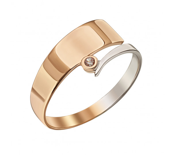 Золотое кольцо с фианитами и эмалью. Артикул 380360Е - Фото  1