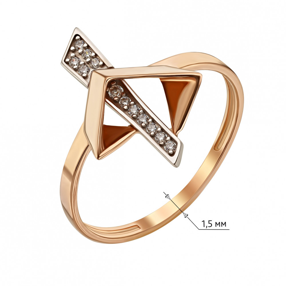Золотое кольцо с фианитами. Артикул 350095  размер 17.5 - Фото 2