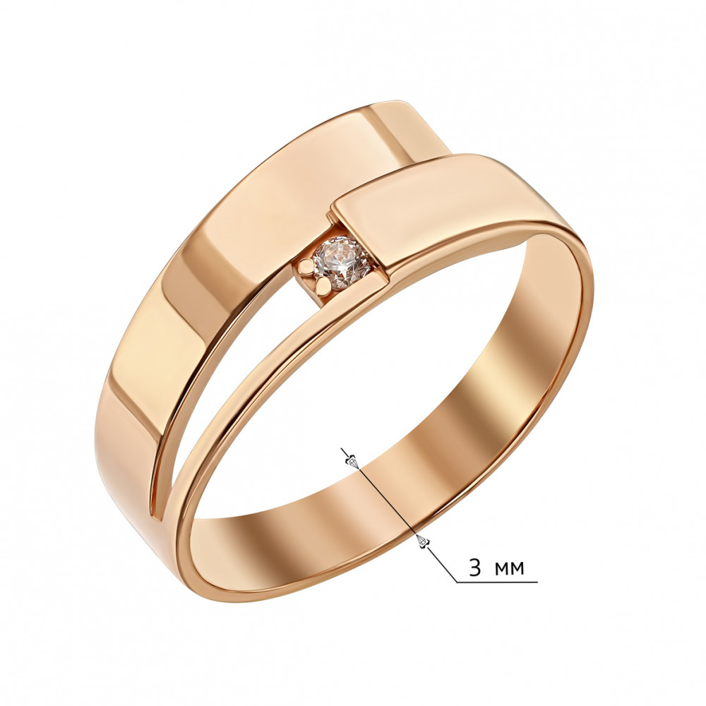 Золотое кольцо с фианитом. Артикул 380610  размер 18 - Фото 2