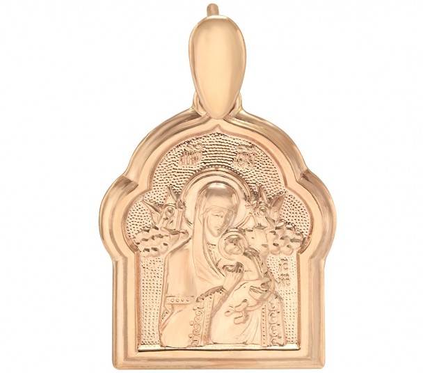 Золотая ладанка "Страстная икона Божией Матери". Артикул 110605  - Фото 1