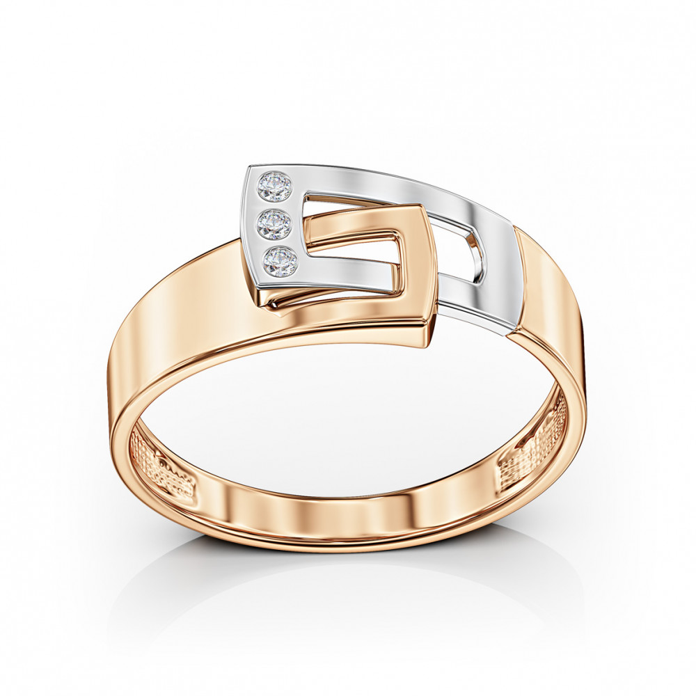 Золота каблучка з фіанітами. Артикул 330842  розмір 17 - Фото 2