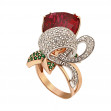Золотое кольцо с рубином и фианитами. Артикул 375801  размер 18 - Фото 2