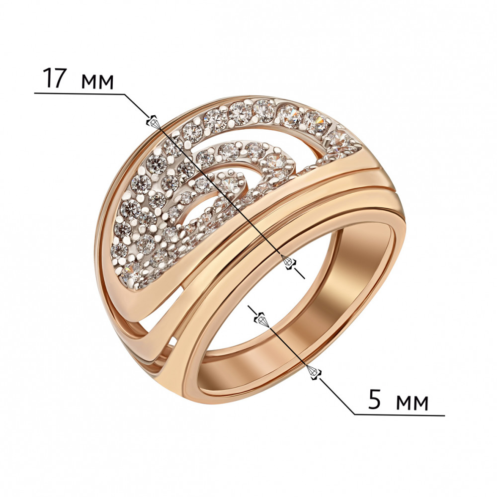 Золотое кольцо с фианитами. Артикул 380608  размер 19 - Фото 2