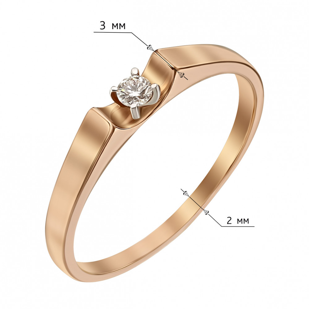 Золотое кольцо с бриллиантом. Артикул 750706  размер 16.5 - Фото 2