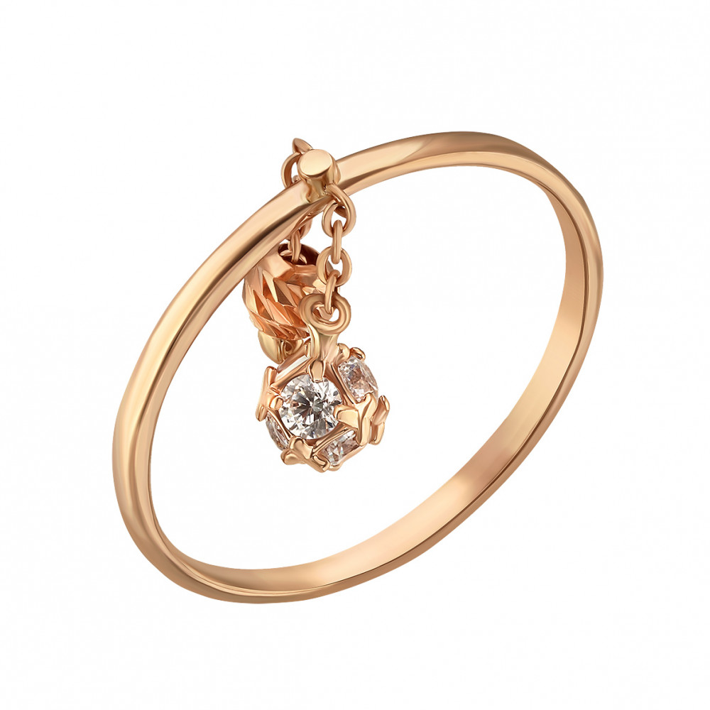 Золотое кольцо с фианитом. Артикул 380604  размер 16 - Фото 2