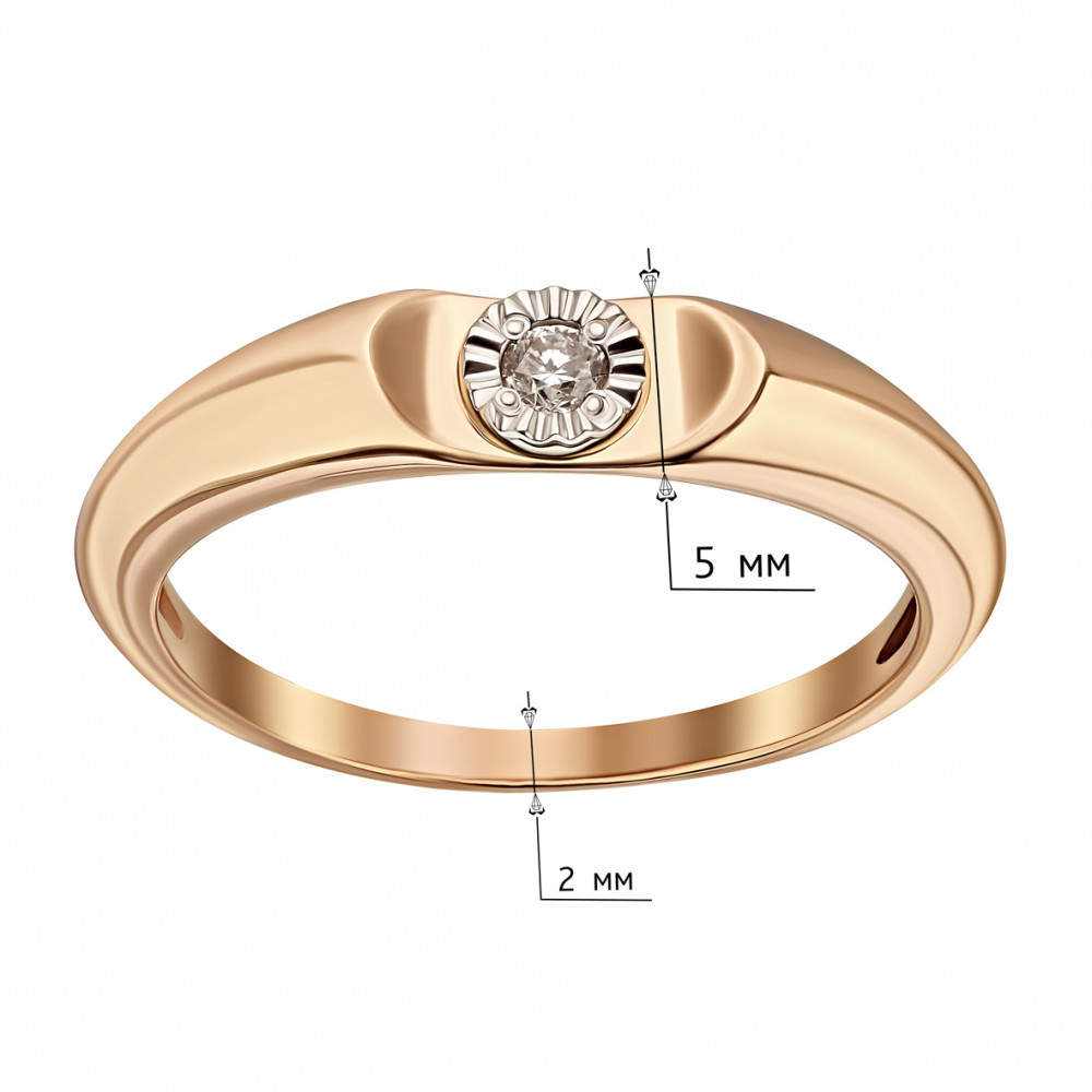 Золотое кольцо с бриллиантом. Артикул 750702  размер 16.5 - Фото 2