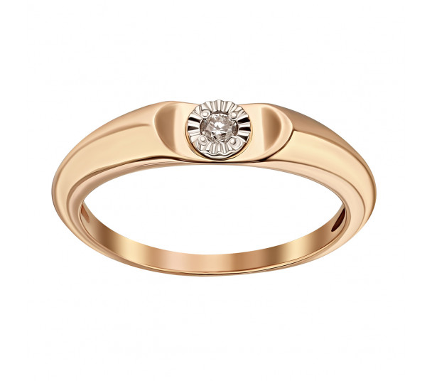 Золотое кольцо с бриллиантом. Артикул 750702  размер 18 - Фото 1