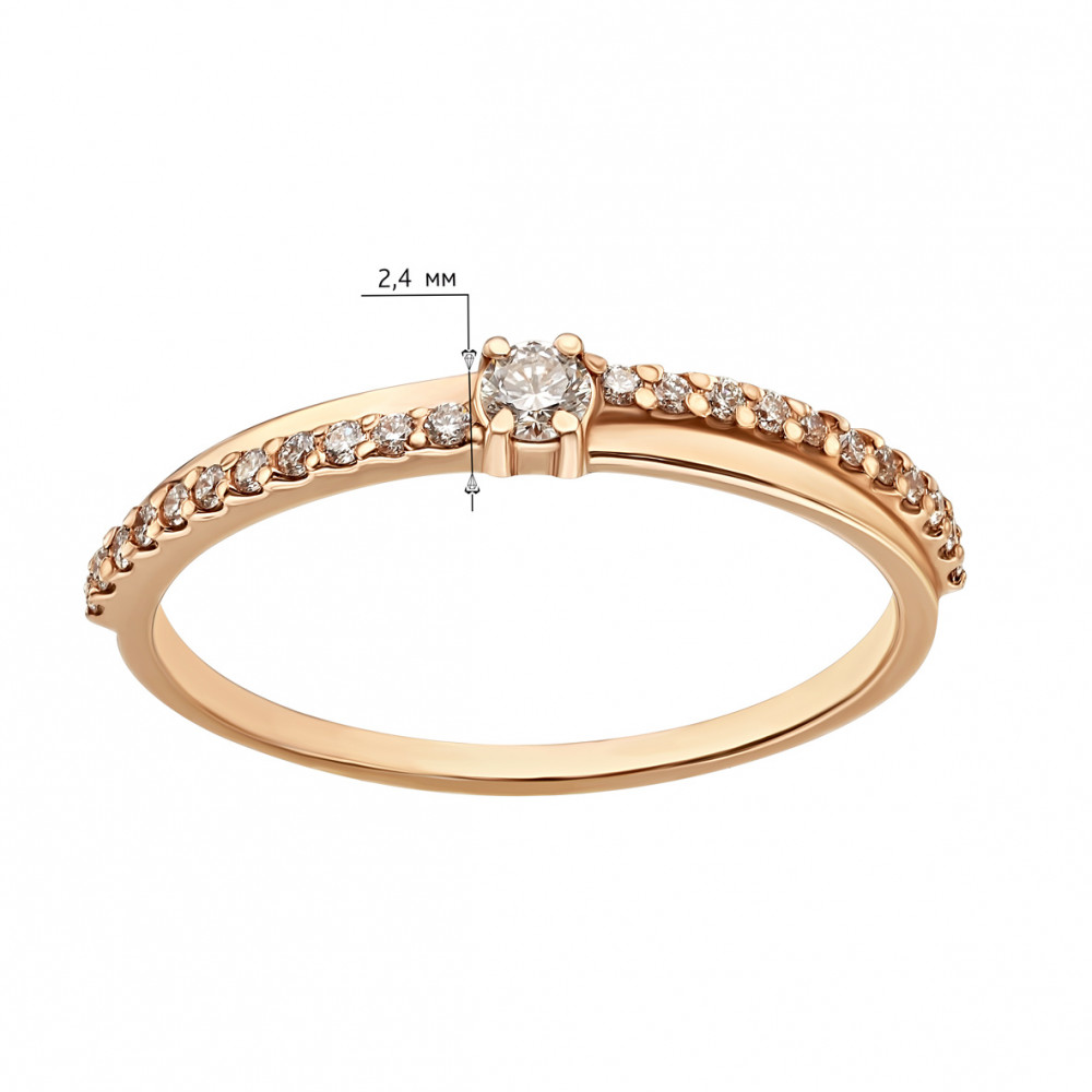Золотое кольцо с бриллиантами. Артикул 740373  размер 16 - Фото 2