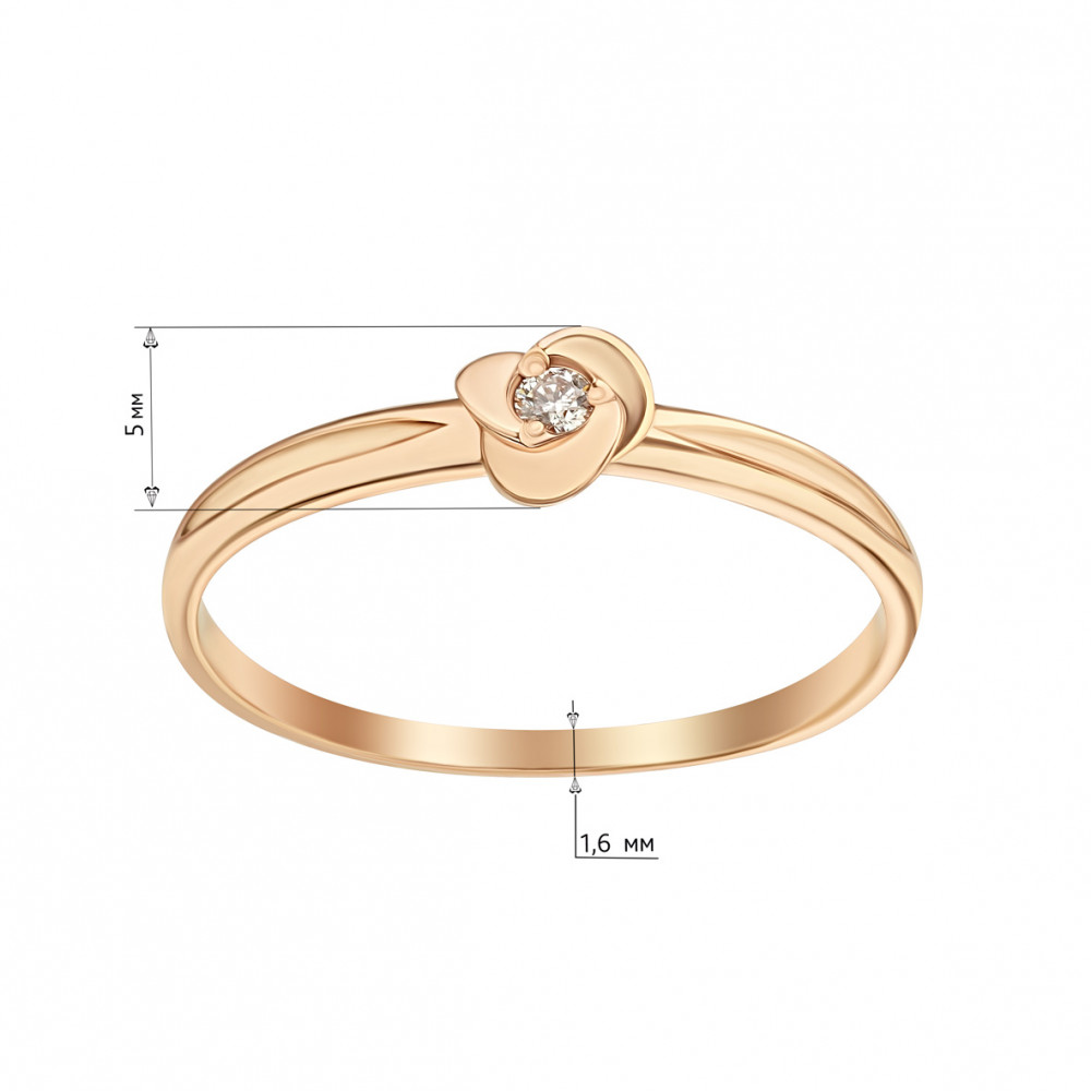 Золотое кольцо с бриллиантом. Артикул 740375  размер 16 - Фото 2