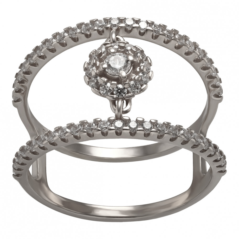 Серебряное кольцо с фианитами. Артикул 380345С  размер 18 - Фото 2