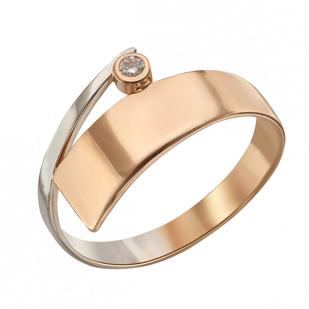 Золотое кольцо с бриллиантом. Артикул 750676  размер 17 - Фото 2