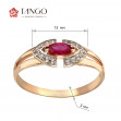 Золотое кольцо с рубином и фианитами. Артикул 375803  размер 19.5 - Фото 2