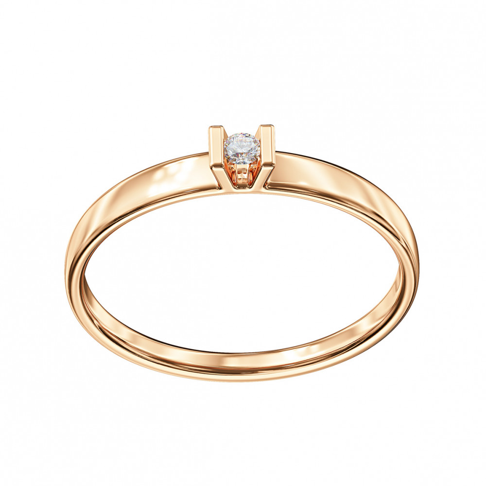 Golden ring with diamond. Article 740371  size 17.5 - Photo 2