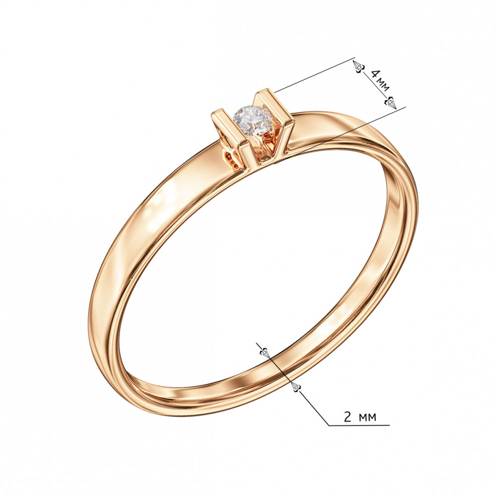Golden ring with diamond. Article 740371  size 17.5 - Photo 3