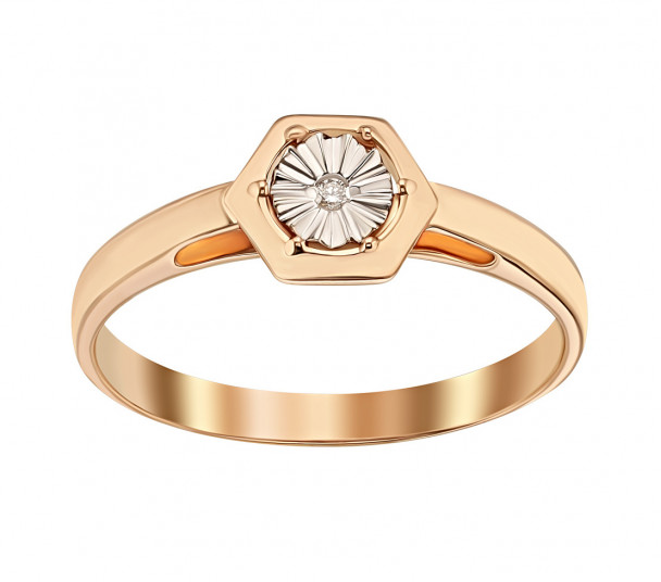 Золотое кольцо с бриллиантом. Артикул 750700  размер 18.5 - Фото 1