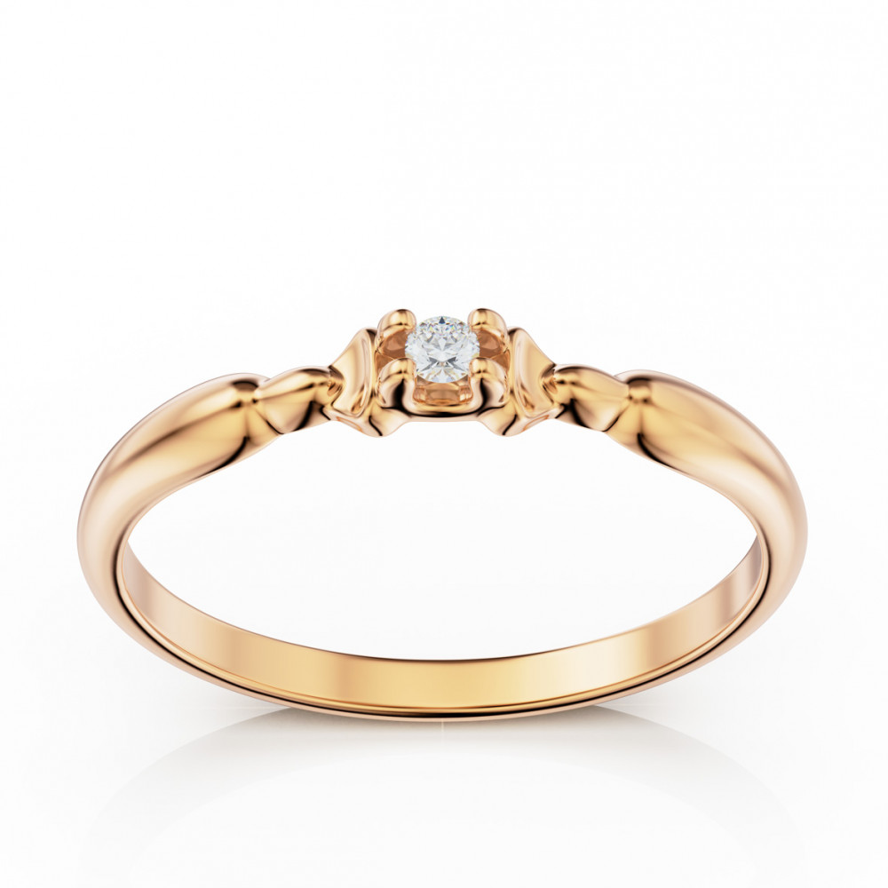 Золотое кольцо с бриллиантом. Артикул 740388  размер 16 - Фото 2