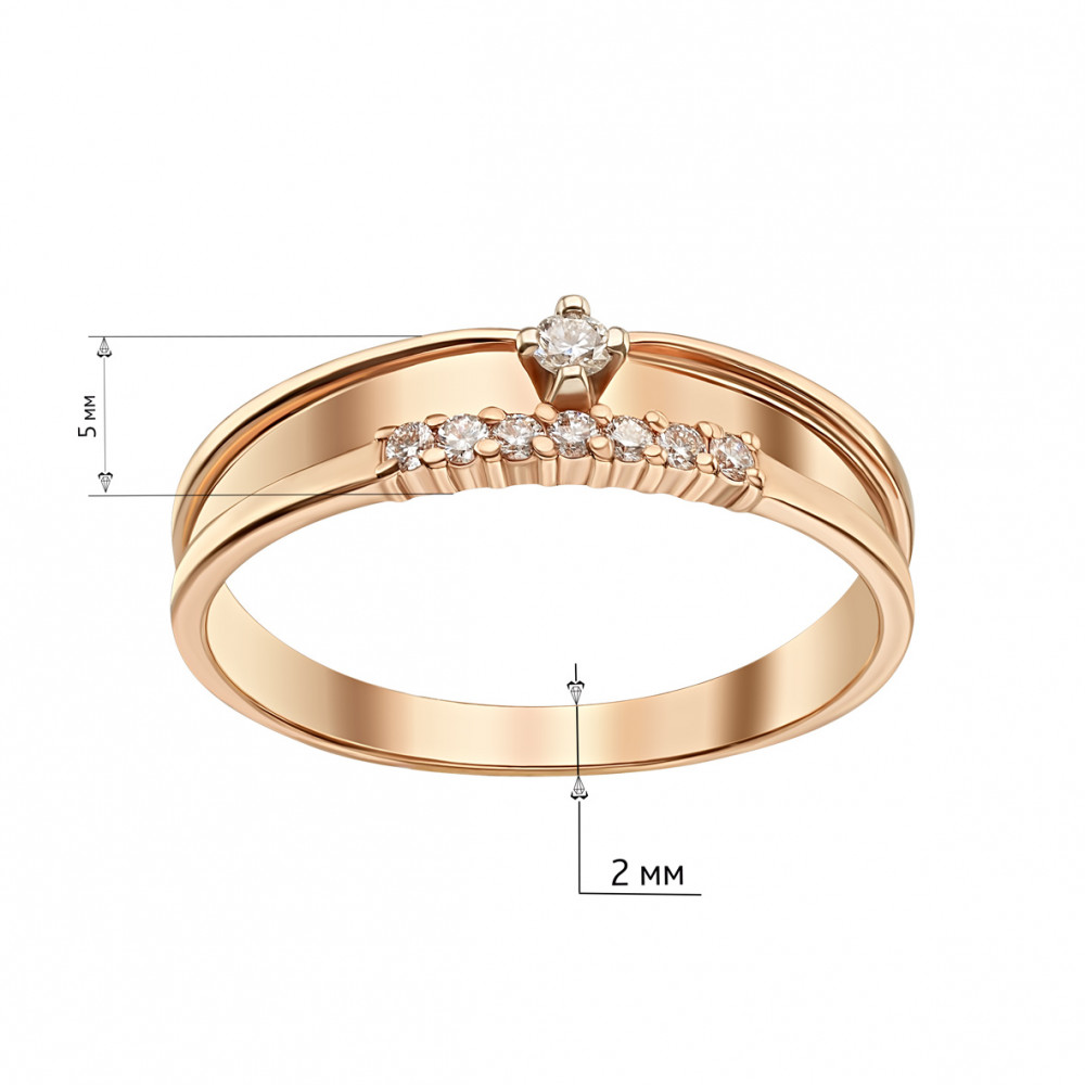 Золотое кольцо с бриллиантами. Артикул 750683  размер 16 - Фото 2