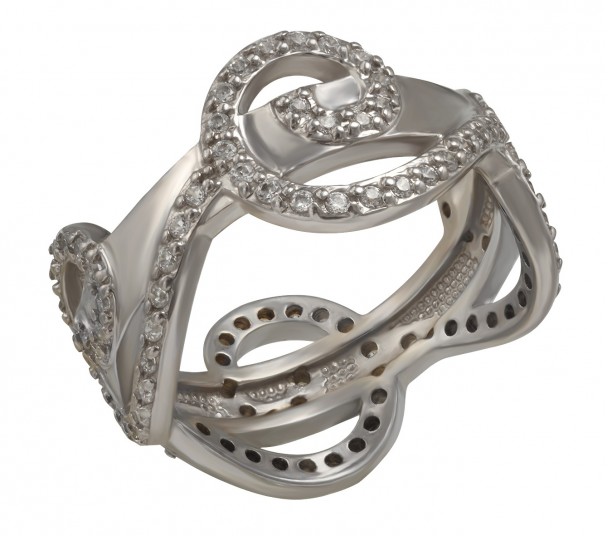 Серебряное кольцо с фианитами. Артикул 320992С  размер 16.5 - Фото 1