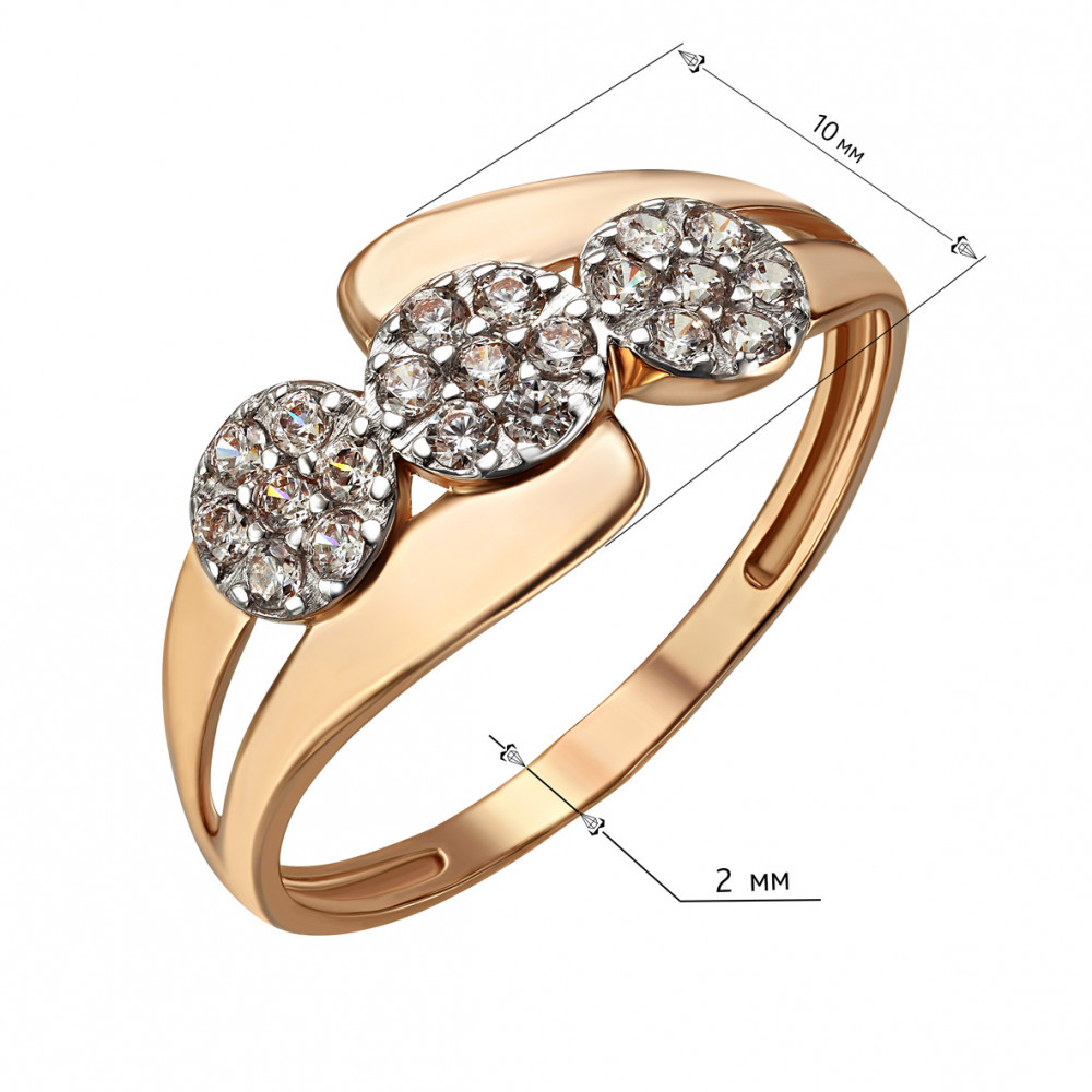 Золотое кольцо с фианитами. Артикул 380447  размер 16 - Фото 2